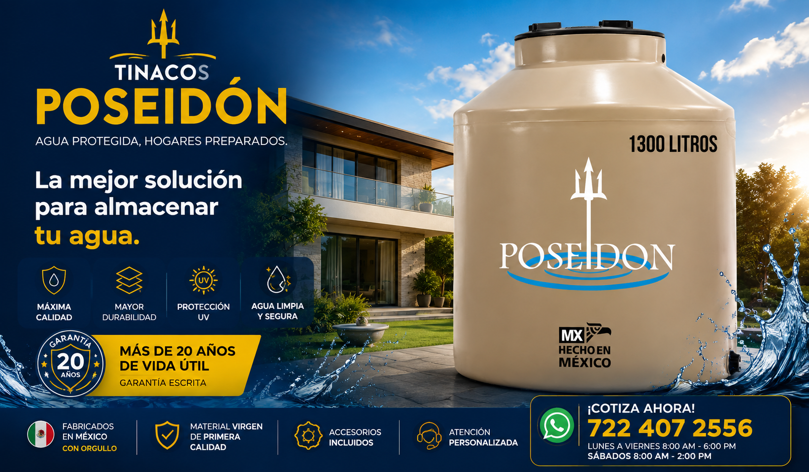 Tinacos Poseidón para almacenamiento de agua